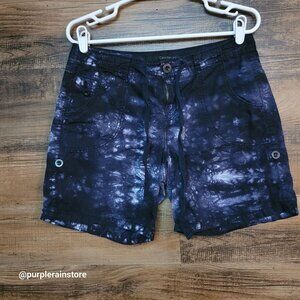 Vtg Calvin Klein Tie Dye Shorts Size 8 Mid Rise Tab Legs Blue Purple Y2K